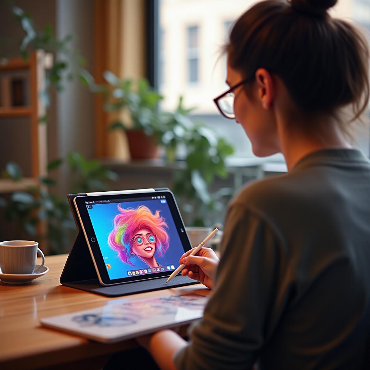 Digital artist using Procreate on iPad