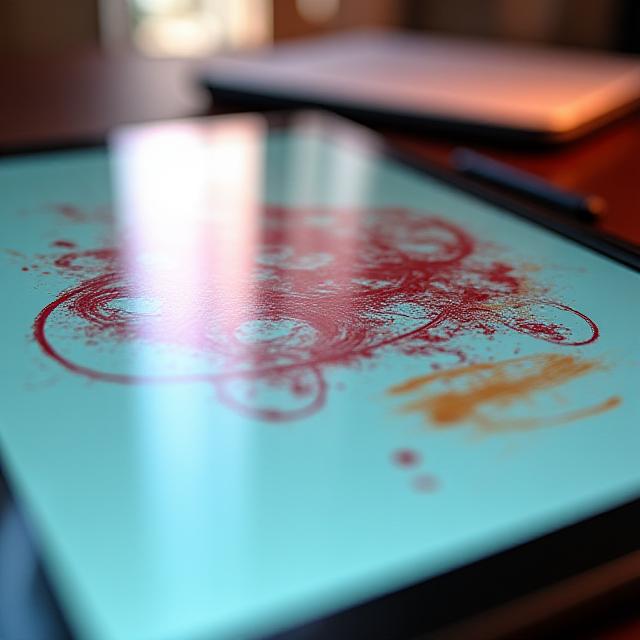 Close up of a Procreate interface with artistic feedback marks